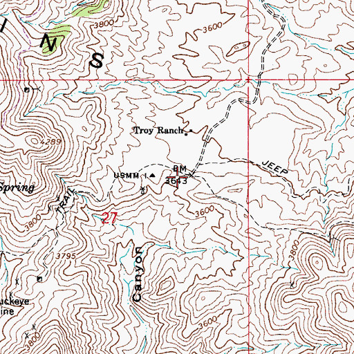 Topographic Map of Troy, AZ