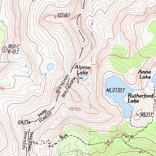 Topographic Map of Alpine Lake, CA