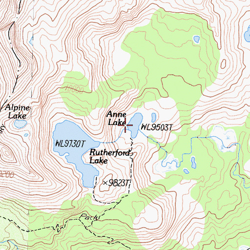 Topographic Map of Anne Lake, CA