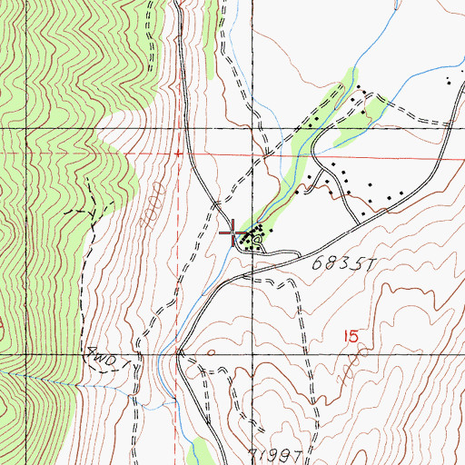 Topographic Map of Bogards Camp (historical), CA