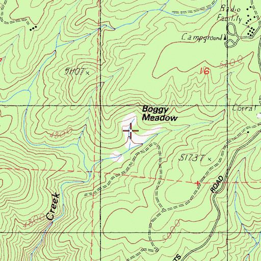 Topographic Map of Boggy Meadow, CA