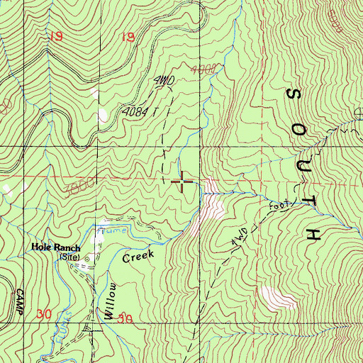 Topographic Map of Browns Creek, CA