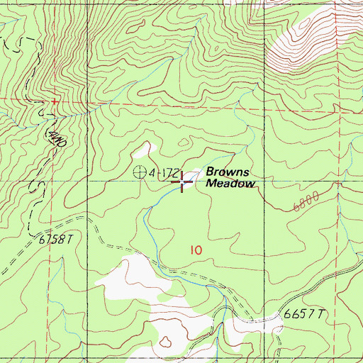 Topographic Map of Browns Meadow, CA
