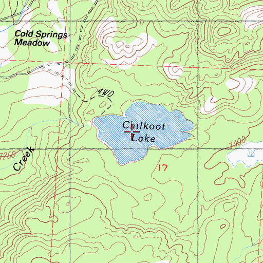 Topographic Map of Chilkoot Lake, CA