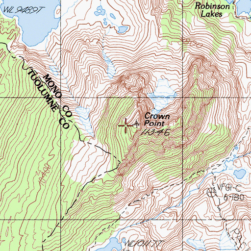 Topographic Map of Crown Point, CA