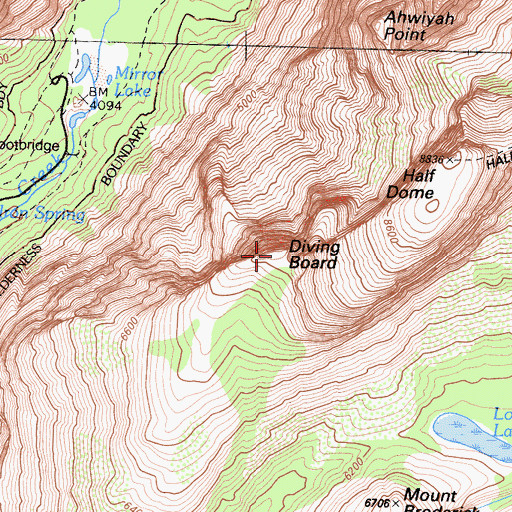 Topographic Map of Diving Board, CA