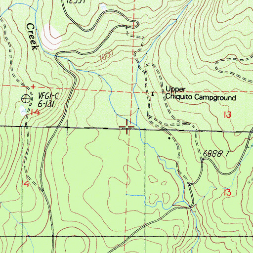 Topographic Map of East Fork Chiquito Creek, CA