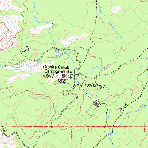 Topographic Map of East Fork Granite Creek, CA