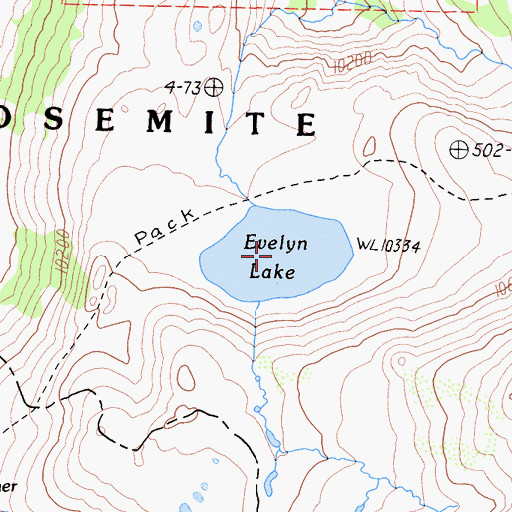 Topographic Map of Evelyn Lake, CA