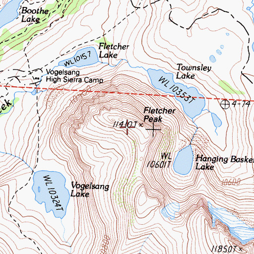 Topographic Map of Fletcher Peak, CA