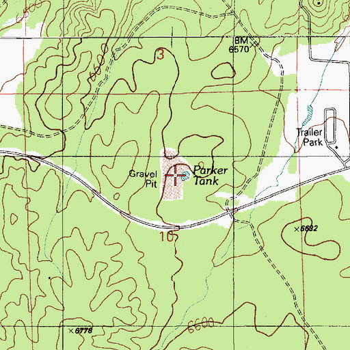 Topographic Map of Parker Tank, AZ