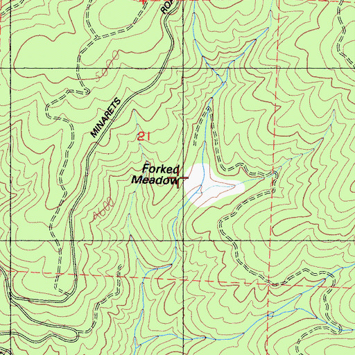 Topographic Map of Forked Meadow, CA