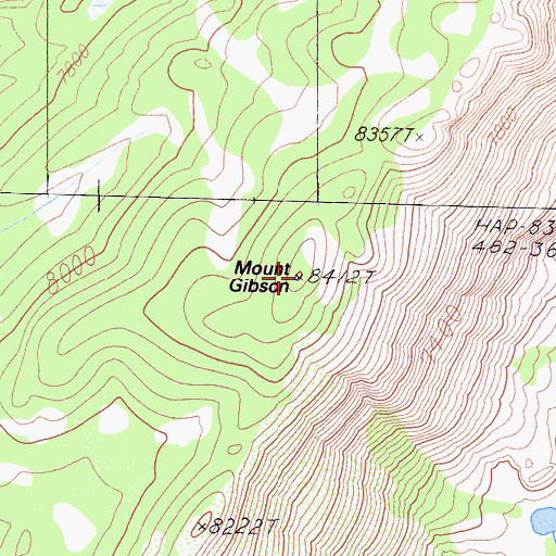 Topographic Map of Mount Gibson, CA