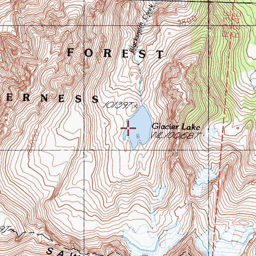 Topographic Map of Glacier Lake, CA