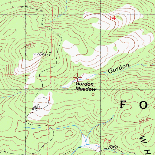 Topographic Map of Gordon Meadow, CA