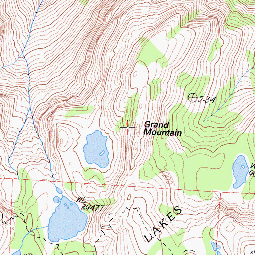Topographic Map of Grand Mountain, CA