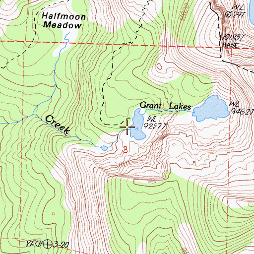 Topographic Map of Grant Lakes, CA