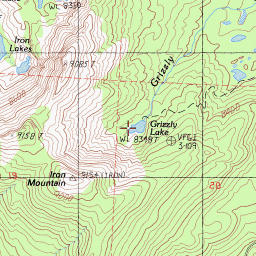 Topographic Map of Grizzly Lake, CA