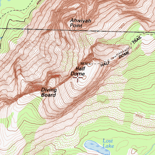 Topographic Map of Half Dome, CA