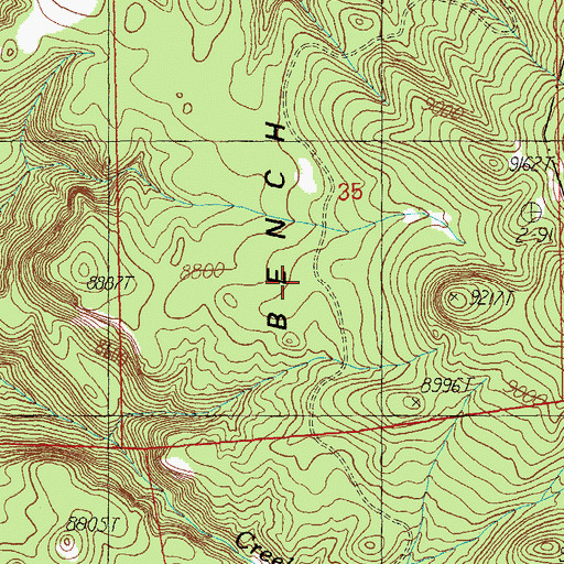 Topographic Map of Hulsey Bench, AZ