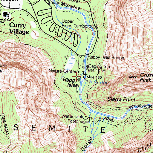 Topographic Map of Happy Isles, CA