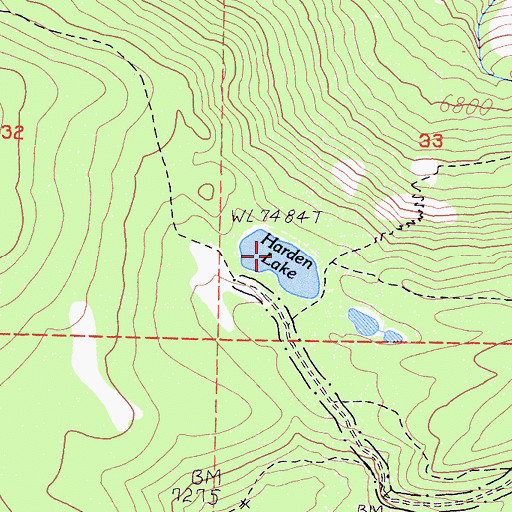 Topographic Map of Harden Lake, CA