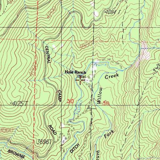 Topographic Map of Hole Ranch, CA