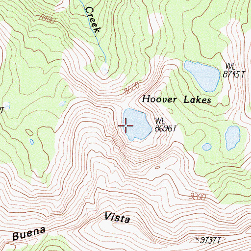 Topographic Map of Hoover Lakes, CA