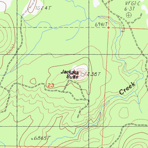 Topographic Map of Jackass Butte, CA