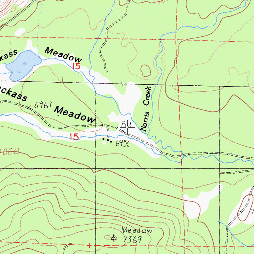 Topographic Map of Jackass Meadow, CA