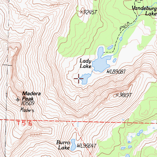 Topographic Map of Lady Lake, CA