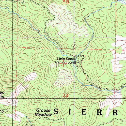 Topographic Map of Little Sandy Campground, CA