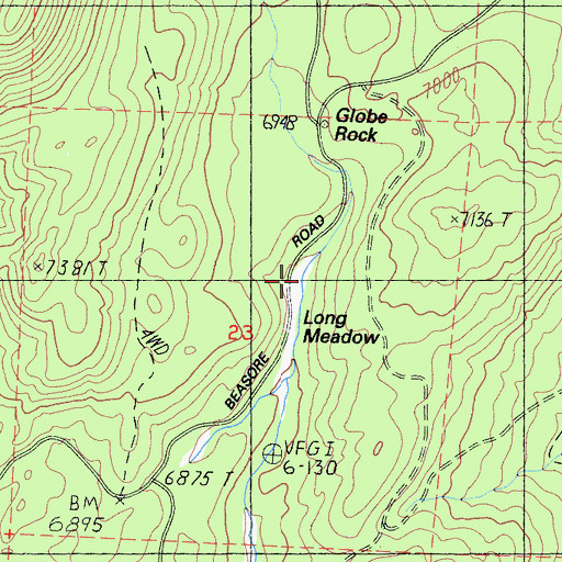 Topographic Map of Long Meadow, CA