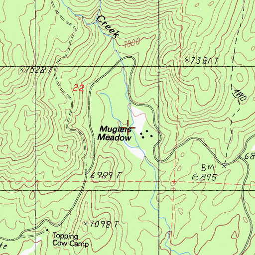 Topographic Map of Lost Lake Creek, CA