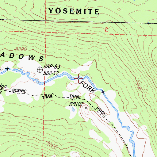 Topographic Map of Lyell Canyon, CA