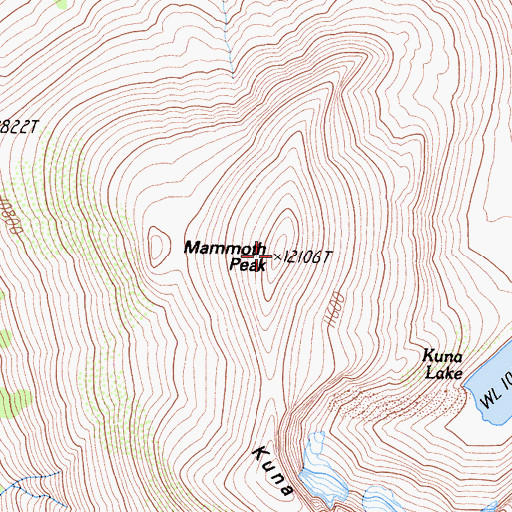 Topographic Map of Mammoth Peak, CA
