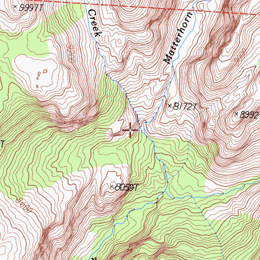 Topographic Map of Matterhorn Canyon, CA