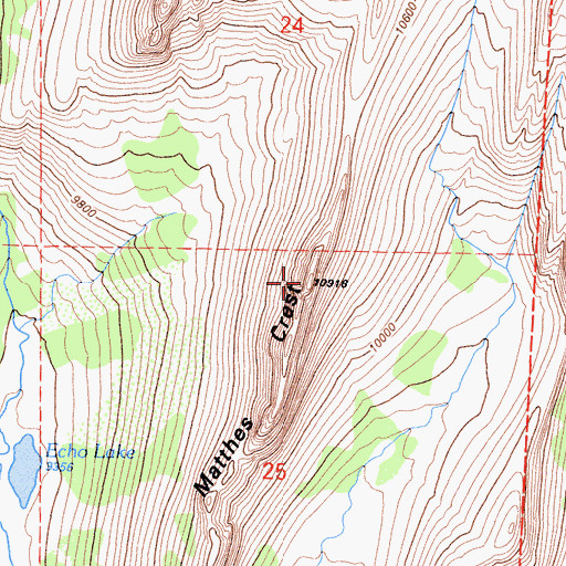 Topographic Map of Matthes Crest, CA
