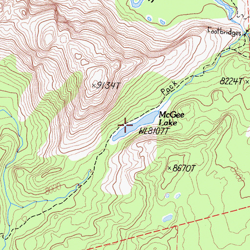 Topographic Map of McGee Lake, CA