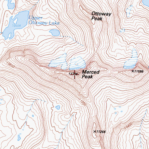 Topographic Map of Merced Peak, CA
