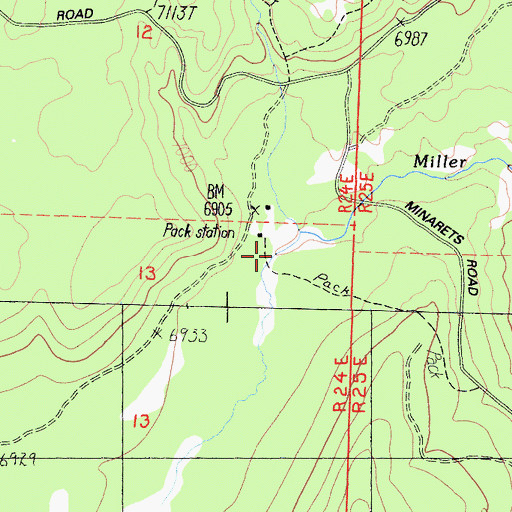 Topographic Map of Miller Meadow, CA