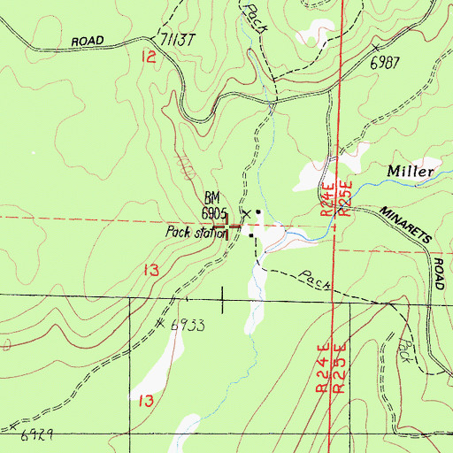 Topographic Map of Miller Meadow Campground (historical), CA