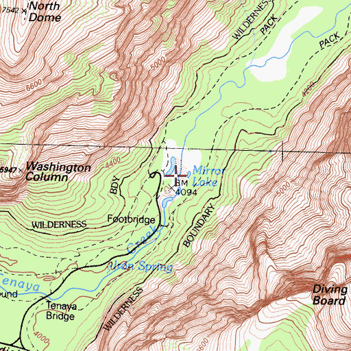 Topographic Map of Mirror Lake, CA