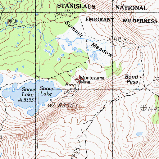 Topographic Map of Montezuma Mine, CA