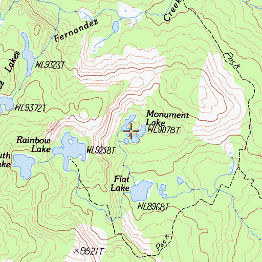 Topographic Map of Monument Lake, CA