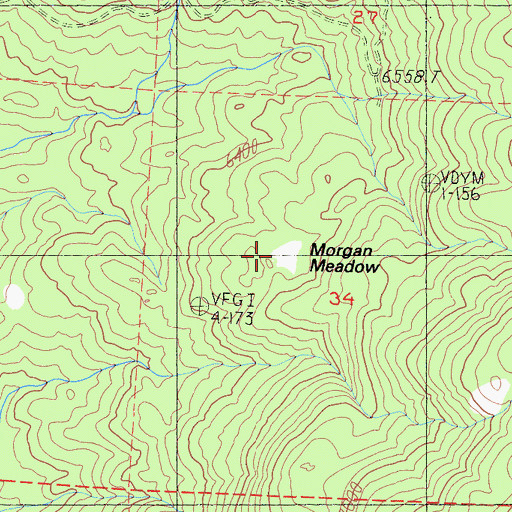 Topographic Map of Morgan Meadow, CA