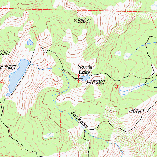 Topographic Map of Norris Lake, CA