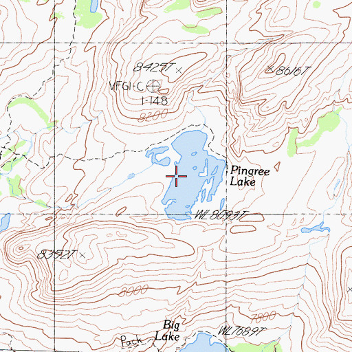 Topographic Map of Pingree Lake, CA