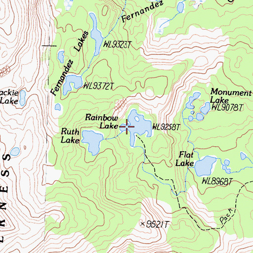 Topographic Map of Rainbow Lake, CA