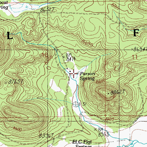 Topographic Map of Parson Spring, AZ